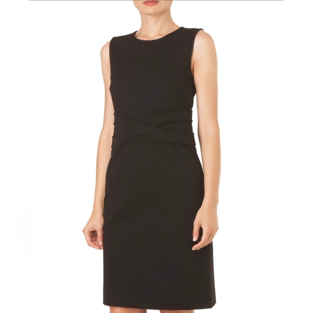 DIANE VON FURSTENBERG Evita Black Sheath Dress SZ 12 Sleeveless Midi Dress